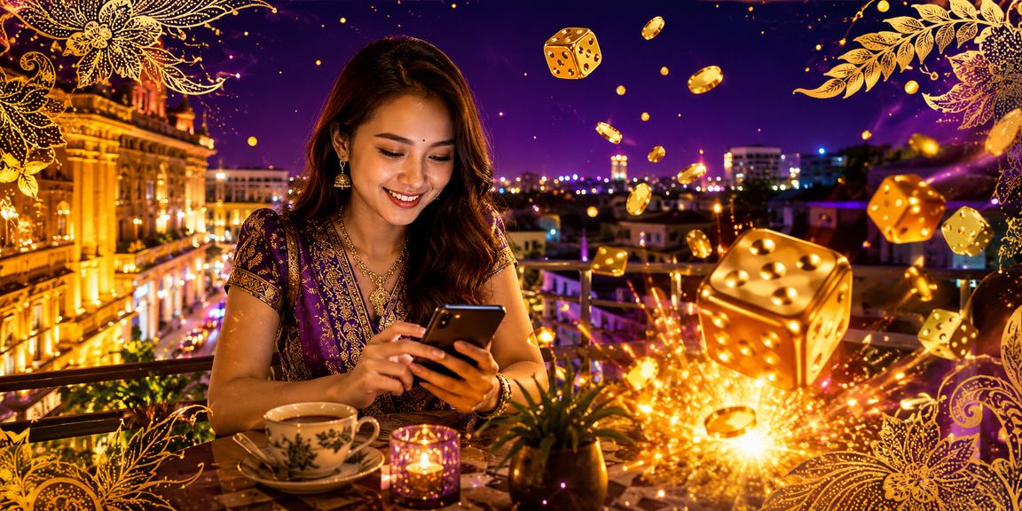 Permainan dadu Ipoh dengan corak batik Malaysia yang kaya warna dan tradisi
